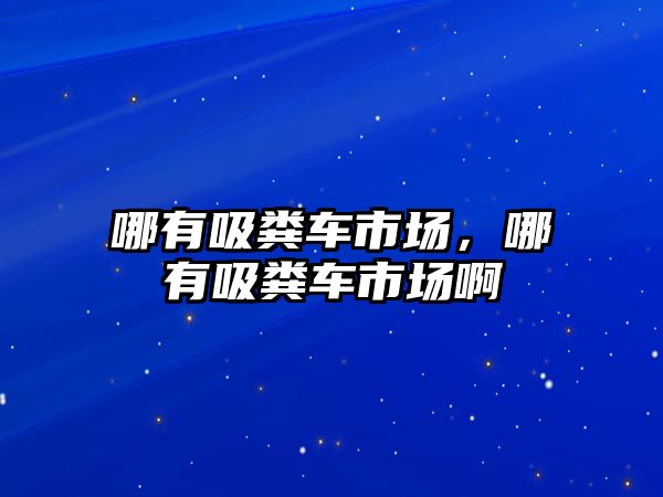 哪有吸糞車市場，哪有吸糞車市場啊