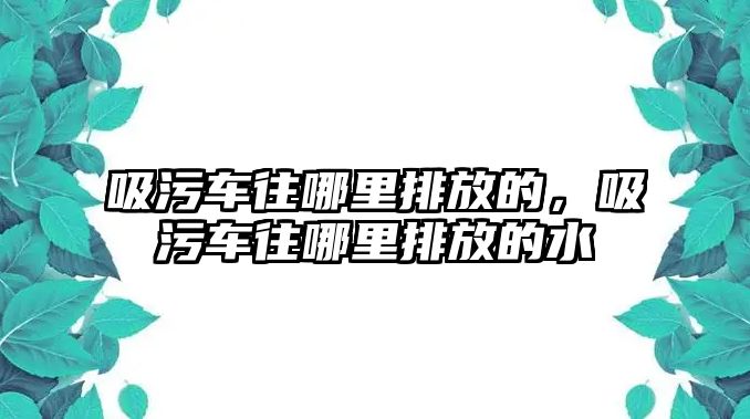 吸污車往哪里排放的，吸污車往哪里排放的水