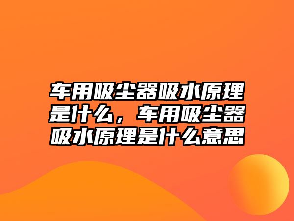 車用吸塵器吸水原理是什么，車用吸塵器吸水原理是什么意思