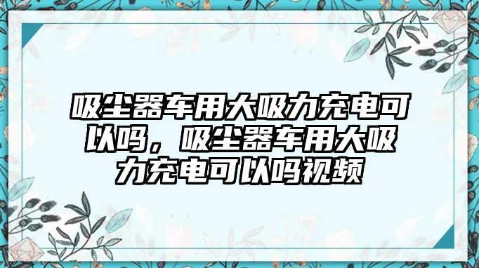 吸塵器車用大吸力充電可以嗎，吸塵器車用大吸力充電可以嗎視頻