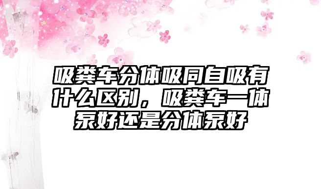 吸糞車分體吸同自吸有什么區(qū)別，吸糞車一體泵好還是分體泵好