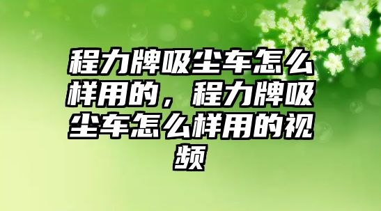 程力牌吸塵車怎么樣用的，程力牌吸塵車怎么樣用的視頻