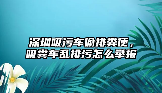 深圳吸污車偷排糞便，吸糞車亂排污怎么舉報