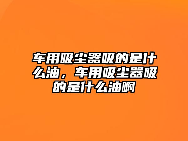 車用吸塵器吸的是什么油，車用吸塵器吸的是什么油啊